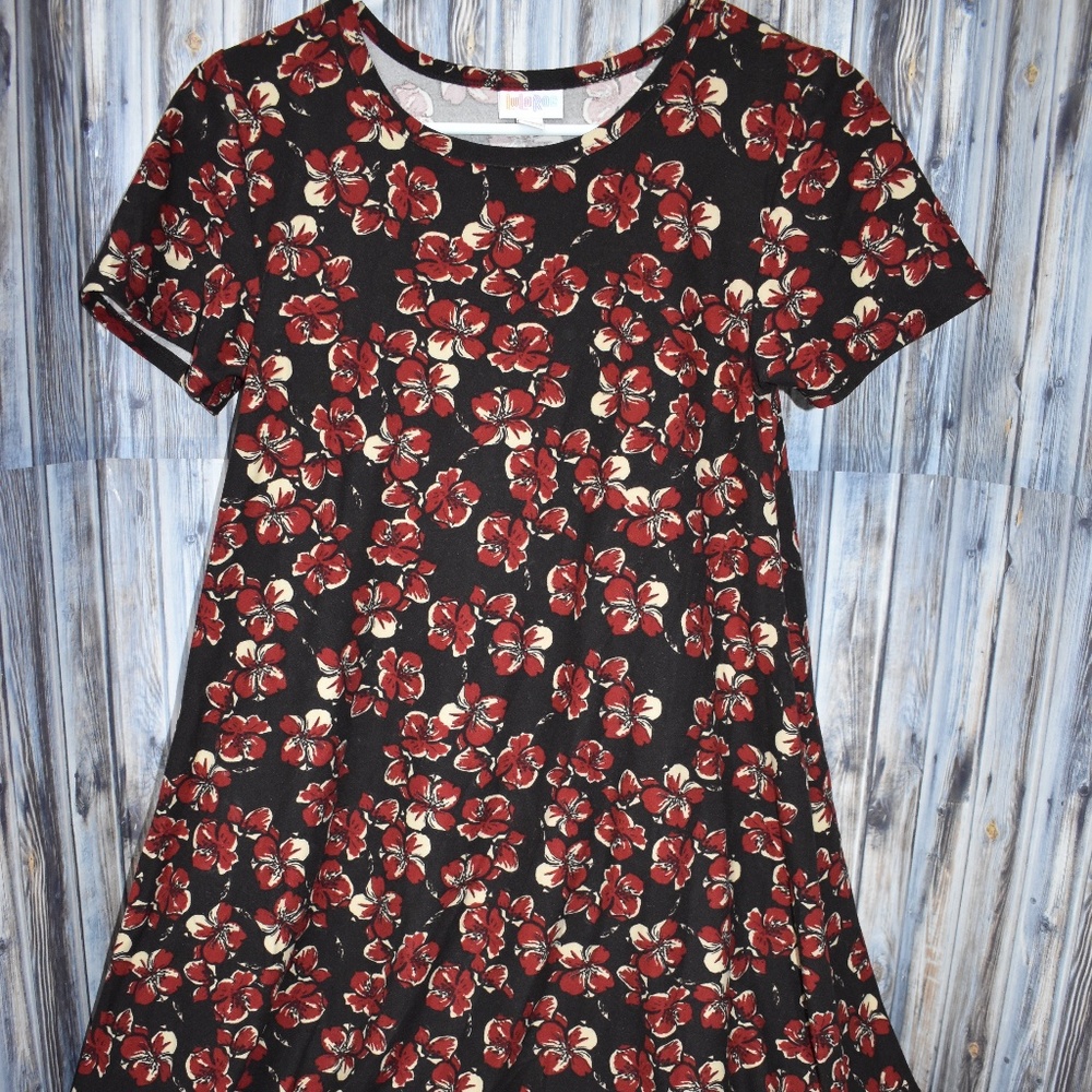 Lularoe Carly XXS Black Floral Dress Soft